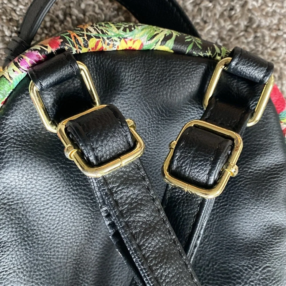 Betsey Johnson Mini Backpack Bag Floral Puppy Dog Two Pouches